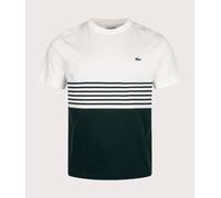 Lacoste Mens Regular Fit Striped Colour Block T-Shirt - Colour: 0LP Flour/Sinople - Size: 4/M