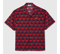 Lacoste Mens Relaxed-Fit George Print Shirt in Red Cotton - Size XL/2XL