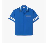Lacoste Mens Relaxed-Fit Print Back Shirt in Blue Cotton - Size 16.5 inch