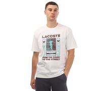 Lacoste Mens Relaxed Fit René Print T-Shirt in White Cotton - Size Medium