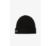 Lacoste Men's Rib Knit Brushed Wool Beanie - Black