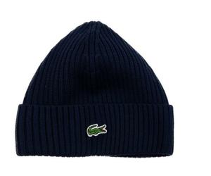 Lacoste Mens Ribbed Knit Navy Beanie One Size RB4162 00 166 - NEW & TAGGED