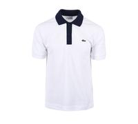Lacoste Mens Short Sleeved Contrast Collar Polo White/Navy Blue - Size Large