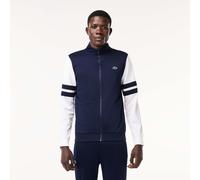 Lacoste Mens Sportsuit Striped Tennis Sweatshirt in Navy-White Cotton - Size Medium