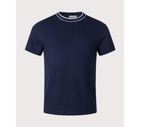 Lacoste Mens Striped Collar T-Shirt - Colour: 166 Navy Blue - Size: 5/L
