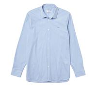 Lacoste Mens Striped Poplin Stretch Slim Shirt - Light Blue - 15.5 in - Light Blue - 100% Mixed