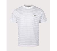 Lacoste Striped Cotton Short Sleeve T-Shirt White Blue - XL