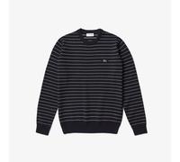 Lacoste Mens Striped Textured Cotton Sweatshirt in Navy - Size X-Large