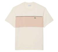 Lacoste Mens T-Shirt Colour Block Cotton Tee in Beige