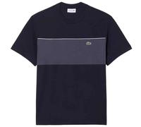 Lacoste Mens T-Shirt Colour Block Cotton Tee in Navy Blue