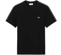 Lacoste Mens T-Shirt Stripe Band Crew Neck Cotton Tee in Black