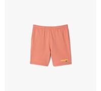 Lacoste Mens Washed Effect Printed Fleece Shorts in Red Cotton - Size X-Small