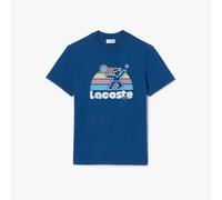 Lacoste Mens Washed Effect Tennis Paris T-Shirt in Blue Cotton - Size X-Small