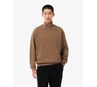 Lacoste Mens Zippered Stand-Up Collar Cotton Sweatshirt - Cookie SIX