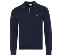 Lacoste Mens Zippered Stand-Up Collar Cotton Sweatshirt - Navy Blue 166 - Navy Blue 166 - S