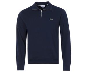 Lacoste Mens Zippered Stand-Up Collar Cotton Sweatshirt in Navy - Size Small