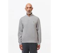 Lacoste Mens Zippered Stand-Up Collar Cotton Sweatshirt - Silver Chine CCA