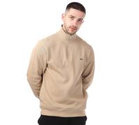 Lacoste Mens Zippered Stand-Up Collar Knitted Sweatshirt in Brown Cotton - Size Large