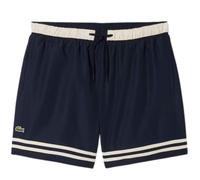 Lacoste Mid Length Contrast Stripe Swim Trunks - Navy