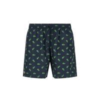Lacoste mid length crocodile print swim trunks - Blue S