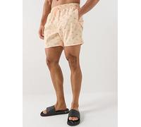 Lacoste Mid Length Crocodile Print Swim Trunks, Orange, Size L, Men Orange