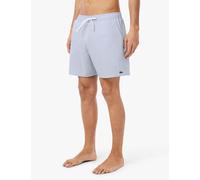 Lacoste Mid Length Striped Textured Swim Trunks Blue Mix
