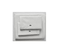 Lacoste Mini Geo Logo 100% Percale Cotton 4-Piece Sheet - Cool, Crisp, Matte, and Durable, Oeko-Tex Certified - Print, Grey, Cal King