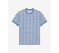 Lacoste Monogram Jacquard Short Sleeve T-Shirt Blue - XL