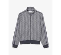 Lacoste Paris Monogram Full Zip Sweatshirt Grey Black - L