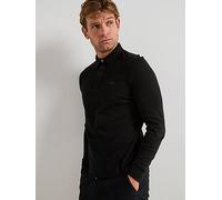Lacoste Paris Premium Long Sleeve Polo Shirt - Black, Black, Size L, Men Black