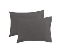 Lacoste Percale Solid Pillowcase Set, King, Dark Gray