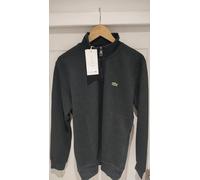 Lacoste Mens Zippered Stand-Up Collar Cotton Sweatshirt - Silver Chine CCA