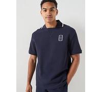 Lacoste Premium Embroidered Sweat Polo Shirt, Navy, Size S, Men Navy