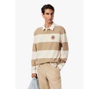 Lacoste Pure Cotton Striped Long Sleeve Polo Shirt Beige