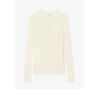 Lacoste Pure Merino Wool Ribbed Round Neck Cardigan Soft White