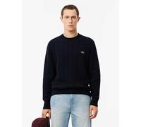 Lacoste Pure Wool Cable Crew Neck Jumper Navy