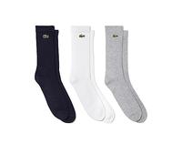 Unisex Lacoste SPORT High-Cut Socks Three-Pack Size 6 - 8 Grey Chine / White / Navy Blue