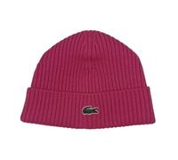 Lacoste RB0001 Ribbed Beanie Hat in Fuchsia Pink