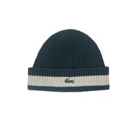 Lacoste RB9883 Wool Beanie Hat in Green with White Stripe