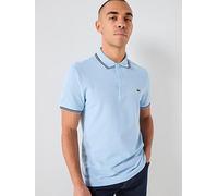 Lacoste Regular Fit L1212 Stripe Collar Pique Polo Shirt, Blue, Size M, Men Blue