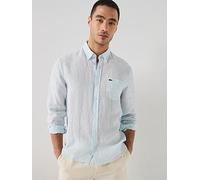 Lacoste Regular Fit Linen Long Sleeve Shirt, Light Blue, Size Xl, Men Light Blue