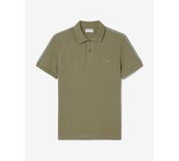 Lacoste Regular Fit Logo Stripe Short Sleeve Polo Shirt Khaki Green - L