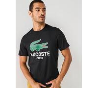 Lacoste Regular Fit Printed Jersey T-shirt - Black, Black, Size L, Men Black