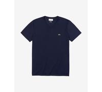Embroidered Logo T-Shirt in Jersey Cotton with V-Neck Navy Blue