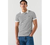 Lacoste Regular Fit Striped Mini-Pique Polo Shirt, White, Size S, Men White
