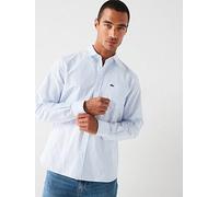 Lacoste Regular Fit Striped Oxford Pocket Detail Shirt - Light Blue, Light Blue, Size L, Men Light Blue