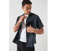 Lacoste Relaxed Fit Open Collar Printed Shirt, Black, Size L, Men Black