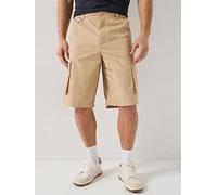 Lacoste Relaxed Fit Stretch Cotton Elasticated Waist Cargo Shorts, Brown, Size 32, Men Brown