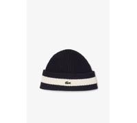 Lacoste Rib Knit Carded Wool Beanie - Navy