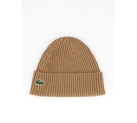 Lacoste Ribbed Knitted Beanie- Brown, Brown, Men Brown